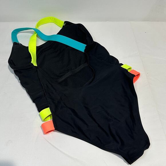 New without tags! Black Neon Strappy One Piece Swimsuit Size XL, Fits like Large - Picture 3 of 7